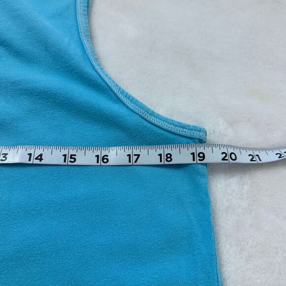 Fresh Produce Women's L Sleeveless Tank Dress Aqua Blue 100% Cotton Casual Basic - Picture 9 of 10